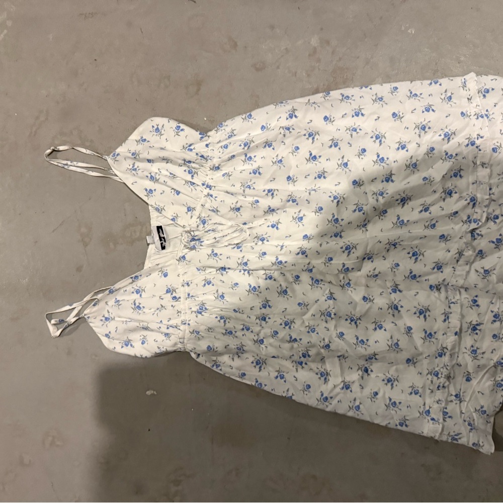 Floral White and Blue Dress